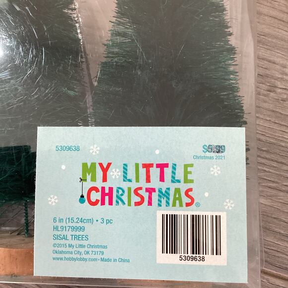 My Little Christmas 2021 Hobby Lobby 6" Sisal Bottlebrush Trees Green NIB - Picture 2 of 11